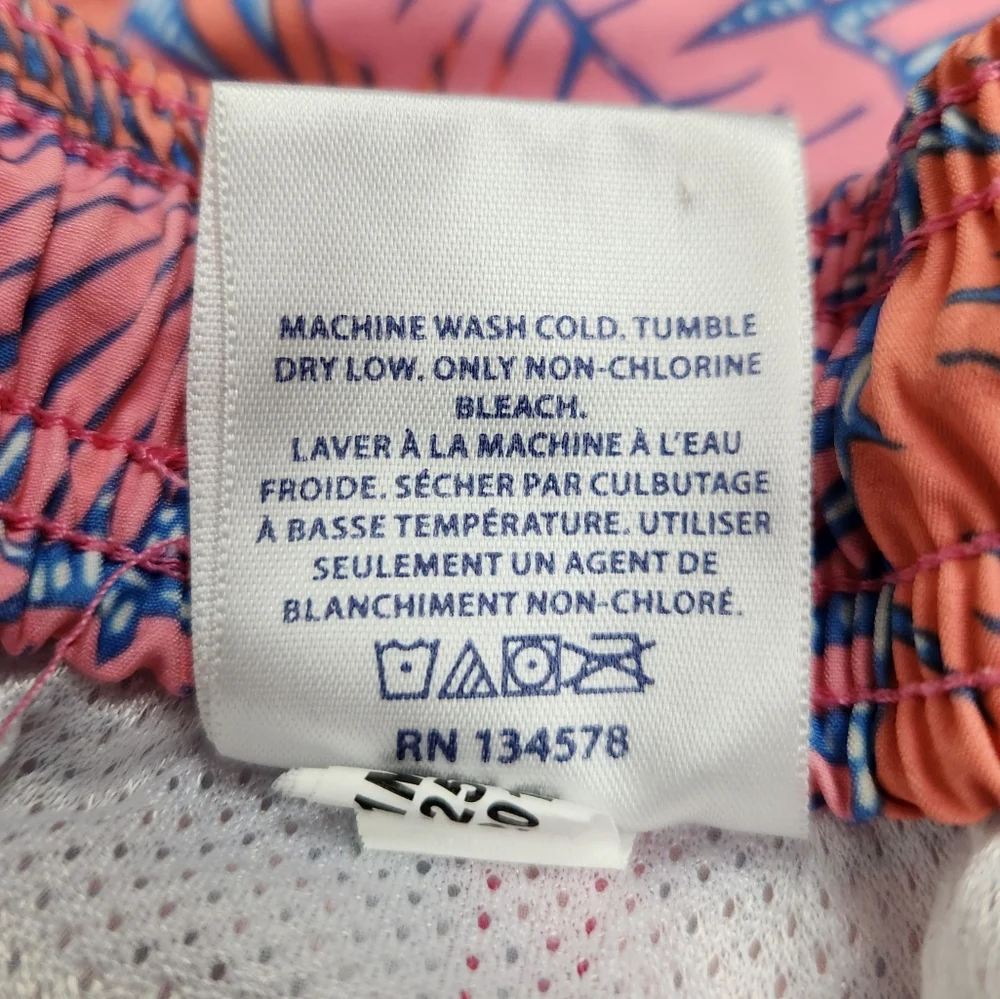 Vineyard Vines Printed Chappy Island Palms Swim Trunks Pink Orange Mens Size XL